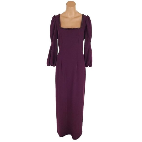 Sachin & Babi Ginny Crystal-trimmed Crepe Gown Size 4 Plum $695 - Picture 2 of 14